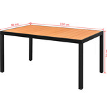 VidaXL Tuintafel 150x90x74 cm aluminium en HKC bruin