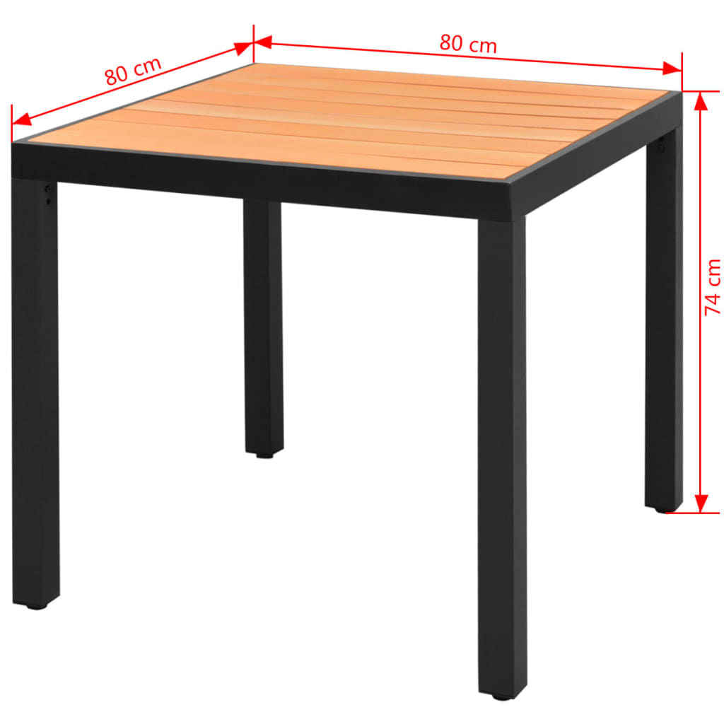 VidaXL Tuintafel 80x80x74 cm aluminium en HKC bruin