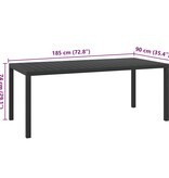 VidaXL Tuintafel 185x90x74 cm aluminium en HKC zwart