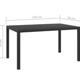 VidaXL Tuintafel 150x90x74 cm aluminium en HKC zwart