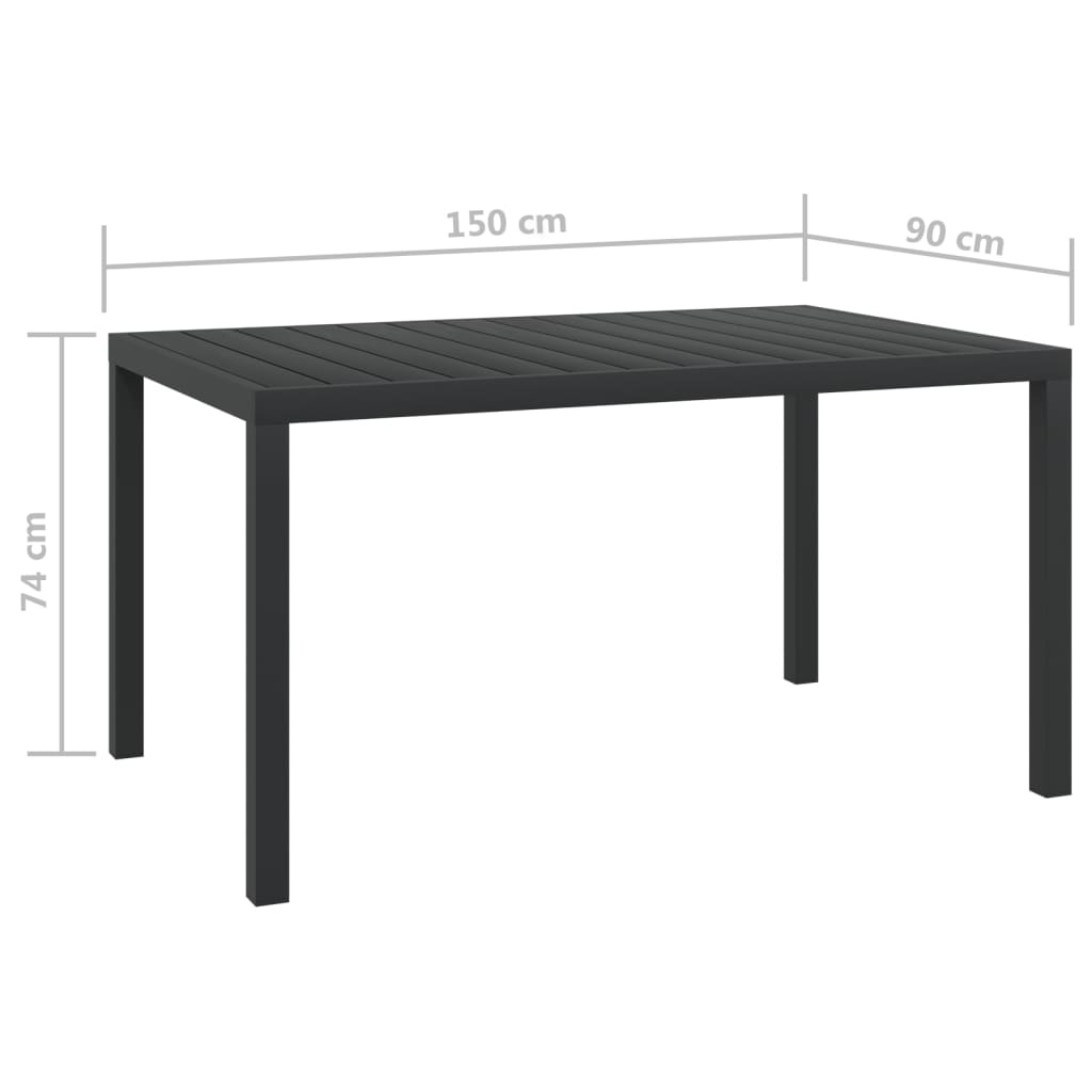 VidaXL Tuintafel 150x90x74 cm aluminium en HKC zwart