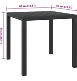 VidaXL Tuintafel 80x80x74 cm aluminium en HKC zwart