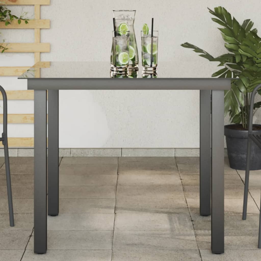 VidaXL Tuintafel 80x80x74 cm aluminium en glas zwart