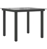 VidaXL Tuintafel 80x80x74 cm aluminium en glas zwart