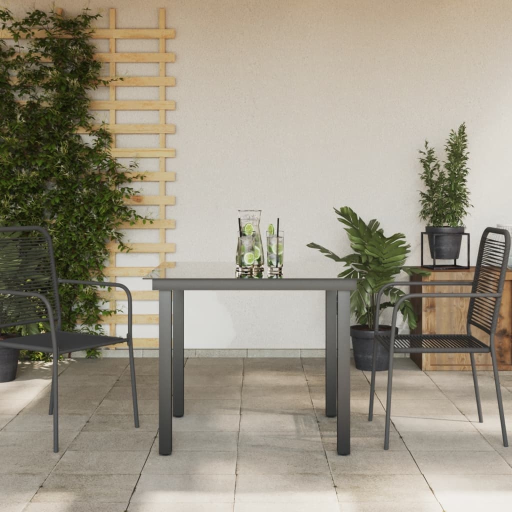 VidaXL Tuintafel 80x80x74 cm aluminium en glas zwart
