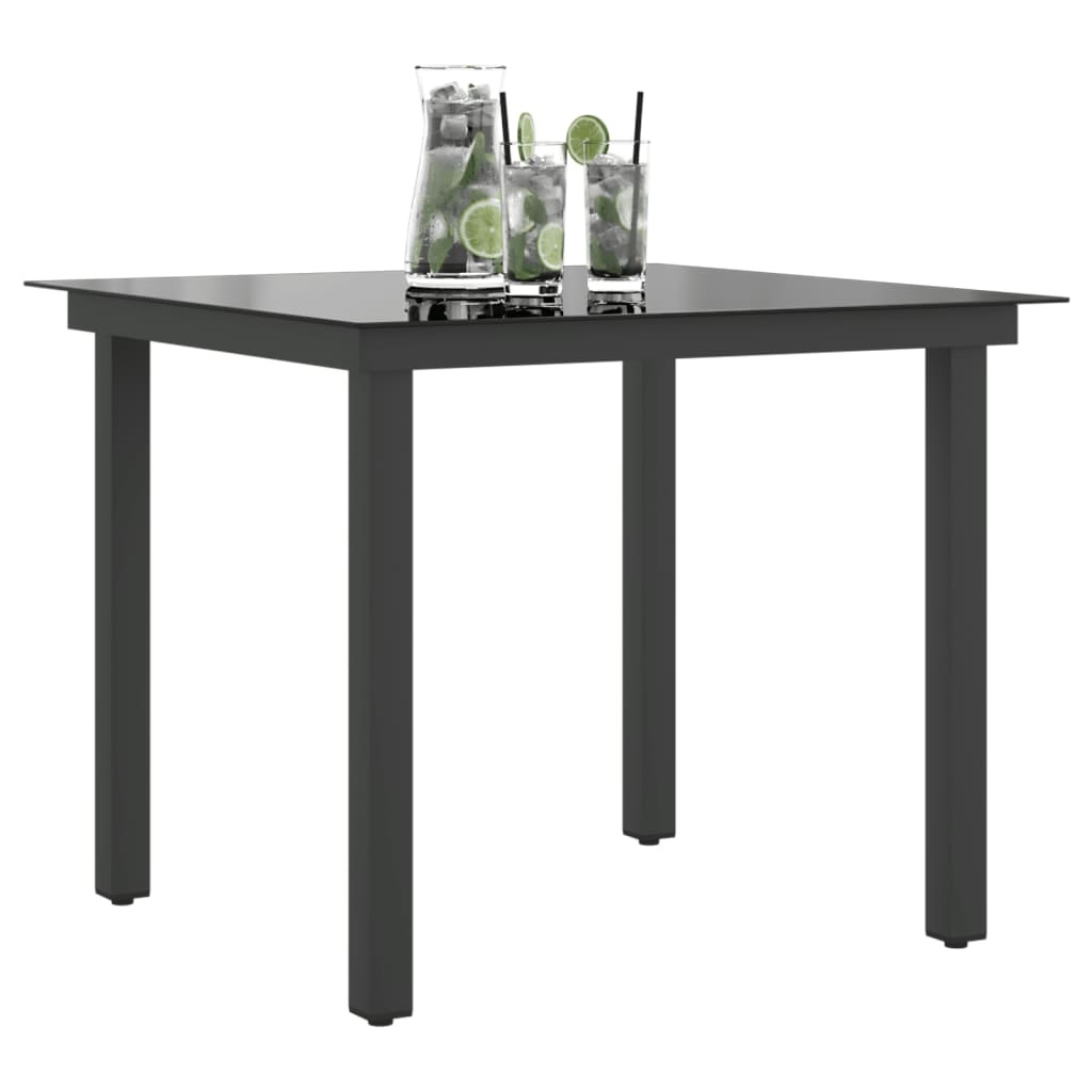 VidaXL Tuintafel 80x80x74 cm aluminium en glas zwart