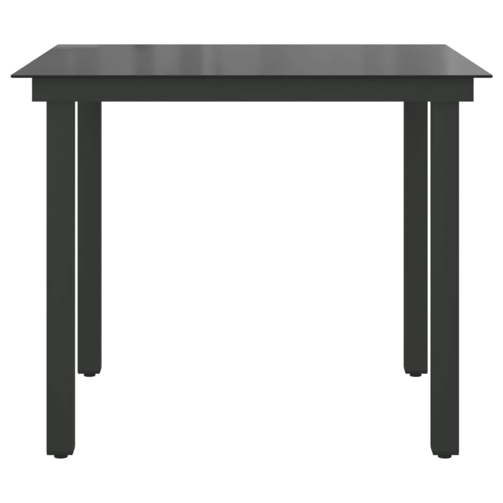 VidaXL Tuintafel 80x80x74 cm aluminium en glas zwart