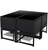 VidaXL 9-delige Tuinset met kussens poly rattan zwart