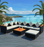VidaXL 8-delige Loungeset met kussens poly rattan zwart