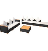 VidaXL 8-delige Loungeset met kussens poly rattan zwart