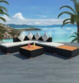 VidaXL 7-delige Loungeset met kussens poly rattan zwart