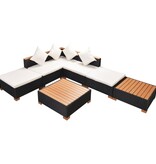 VidaXL 7-delige Loungeset met kussens poly rattan zwart