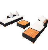 VidaXL 7-delige Loungeset met kussens poly rattan zwart