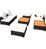 VidaXL 7-delige Loungeset met kussens poly rattan zwart