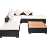VidaXL 6-delige Loungeset met kussens poly rattan zwart
