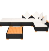 VidaXL 6-delige Loungeset met kussens poly rattan zwart