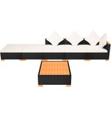 VidaXL 6-delige Loungeset met kussens poly rattan zwart