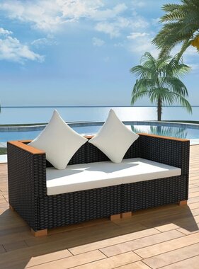 VidaXL Tuinbank poly rattan zwart