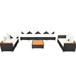 VidaXL 9-delige Loungeset met kussens poly rattan zwart