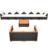 VidaXL 9-delige Loungeset met kussens poly rattan zwart