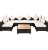 VidaXL 7-delige Loungeset met kussens poly rattan zwart