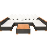 VidaXL 7-delige Loungeset met kussens poly rattan zwart