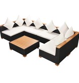 VidaXL 7-delige Loungeset met kussens poly rattan zwart