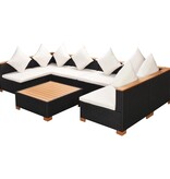 VidaXL 7-delige Loungeset met kussens poly rattan zwart