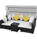 VidaXL 7-delige Loungeset met luifel poly rattan zwart