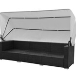 VidaXL 7-delige Loungeset met luifel poly rattan zwart