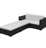 VidaXL 3-delige Loungeset met kussens poly rattan zwart