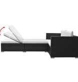 VidaXL 3-delige Loungeset met kussens poly rattan zwart