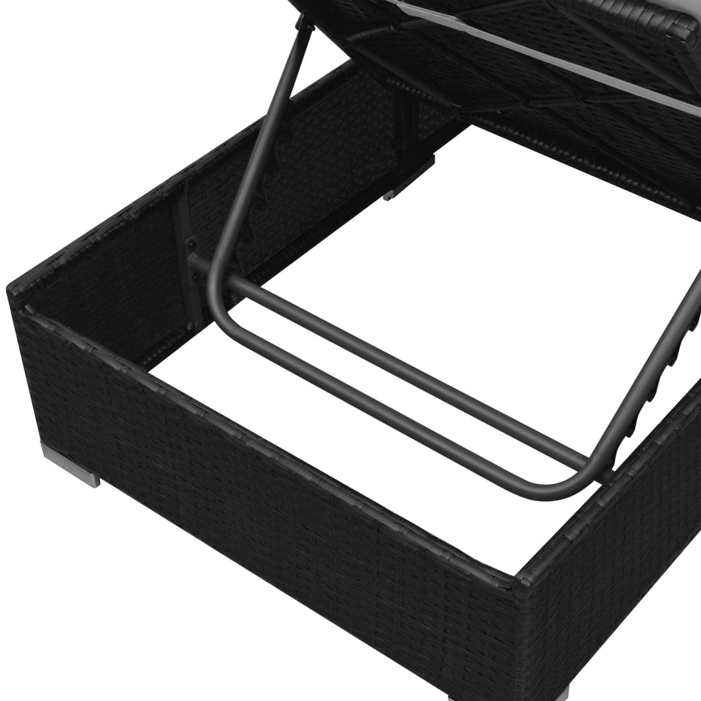 VidaXL 3-delige Loungeset met kussens poly rattan zwart