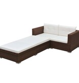VidaXL 3-delige Loungeset met kussens poly rattan bruin