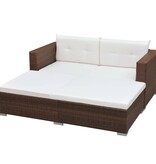 VidaXL 3-delige Loungeset met kussens poly rattan bruin