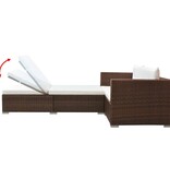 VidaXL 3-delige Loungeset met kussens poly rattan bruin