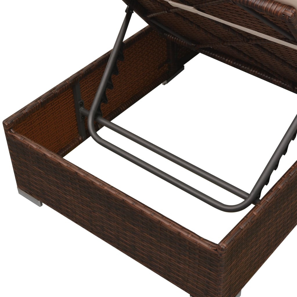 VidaXL 3-delige Loungeset met kussens poly rattan bruin