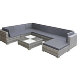 VidaXL 8-delige Loungeset met kussens poly rattan grijs