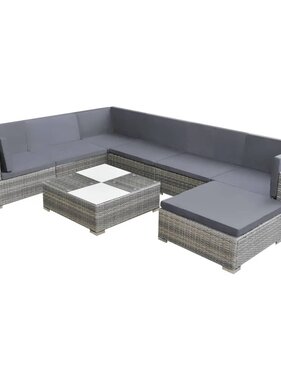 VidaXL 8-delige Loungeset met kussens poly rattan grijs