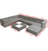 VidaXL 8-delige Loungeset met kussens poly rattan grijs