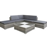 VidaXL 6-delige Loungeset met kussens poly rattan grijs