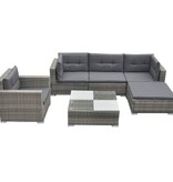 VidaXL 6-delige Loungeset met kussens poly rattan grijs