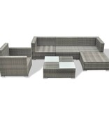 VidaXL 6-delige Loungeset met kussens poly rattan grijs