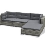 VidaXL 6-delige Loungeset met kussens poly rattan grijs