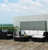 VidaXL 6-delige Loungeset met kussens poly rattan zwart