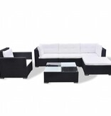 VidaXL 6-delige Loungeset met kussens poly rattan zwart