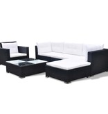 VidaXL 6-delige Loungeset met kussens poly rattan zwart
