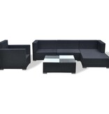 VidaXL 6-delige Loungeset met kussens poly rattan zwart