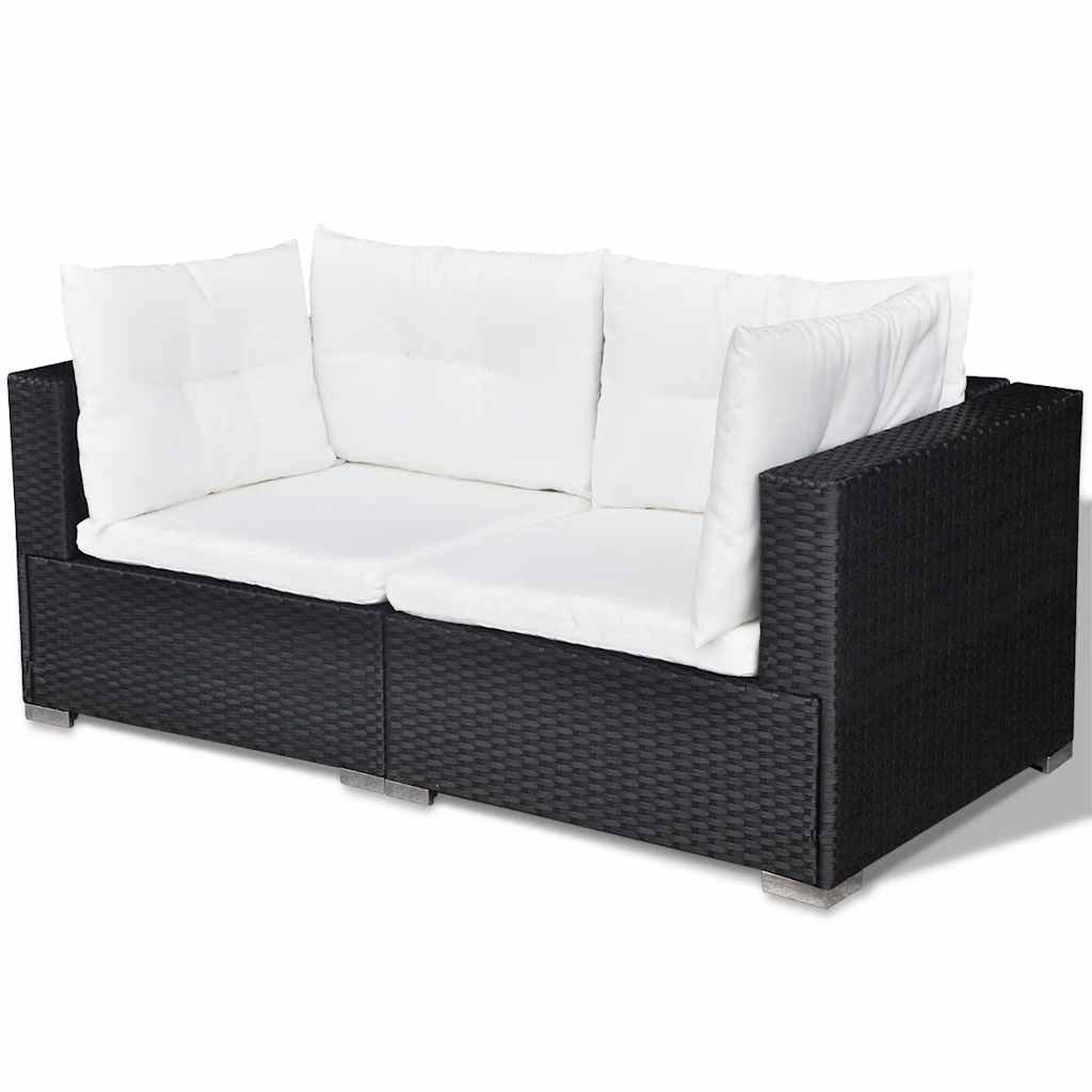 VidaXL 6-delige Loungeset met kussens poly rattan zwart