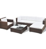 VidaXL 6-delige Loungeset met kussens poly rattan bruin